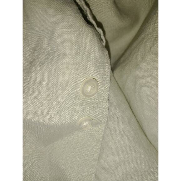 Women's Merona Pea Green 100% Linen Boxy Button Up Shirt Large Boxy Lagenlook - Picture 7 of 10